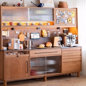 Cherry Wood Integrated Sideboard Solid Wood <b>Tall</b> Cabinet Modern <b>Storage</b> Cabinet For Living Room And Dining Space - Product Image 5
