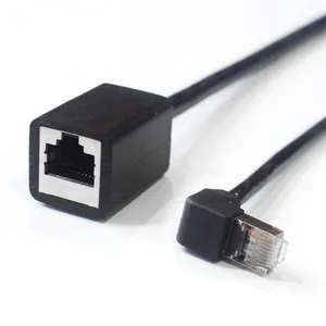 Panel montaj Rj45 erkek Rj45 kadın uzatma kablosu soket ağ Ethernet kablosu adaptörü RJ45 ortak Denominator ABS siyah