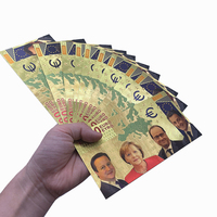 Billet de banque plaqué or 24 carats avec impression colorée de personnages, collection de cartes, vente en gros