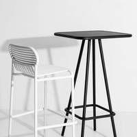 Ensemble de table et chaises modernes pour balcon commercial, mobilier de café et bar décontracté en fer forgé à trois pièces, à pieds hauts, pour cour et extérieur