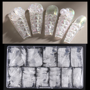 500 Pièces Pointes d'Ongles Colorées Verrées Transparentes Capsules d'Ongles Complètes Cercueil avec Boîte d'Emballage pour Ongles Artificiels - Product Image 3