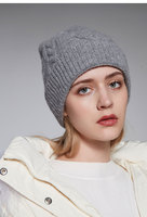 Bonnet en Laine Élégant Tricoté Jacquard à Large Bord Motif Losanges Torsadés Chaud Coupe-Vent Pliable et Stylé pour le Quotidien