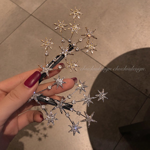 Horquilla para el pelo de lujo para <span class=keywords><strong>novia</strong></span>, ostentoso Accesorio metálico para el cabello, horquilla de estrella con diamantes de imitación de cristal, horquilla con clip, horquilla para el pelo de Rama, 2021 - Product Image 2