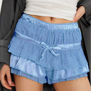 Novedades <span class=keywords><strong>de</strong></span> Canal 2026, Shorts <span class=keywords><strong>de</strong></span> <span class=keywords><strong>Verano</strong></span> <span class=keywords><strong>de</strong></span> Cintura Alta con Volantes para Mujer, Estilo Vintage con Lazo, Adorno <span class=keywords><strong>de</strong></span> Cinta en Capas, Pantalones Cortos Dulces - Product Image 2