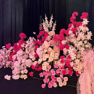 2023新设计婚礼布置装饰花热粉色绢花