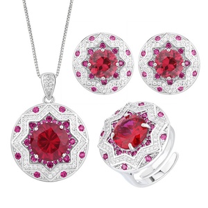 Fashion Eco-friendly Copper Round Cut 10*8MM Cubic Zirconia Temperament Star <b>Earrings</b> and Necklace Jewelry Set for Women - Product Image 1
