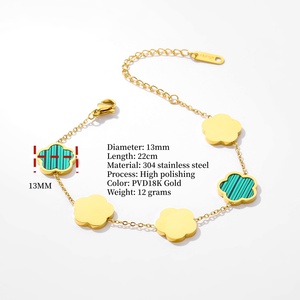 Fashion New Light Luxury Clover cinque petalo acciaio inossidabile 18K oro Beimu bracciale donna - Product Image 6