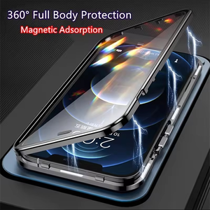 <span class=keywords><strong>Coque</strong></span> de Téléphone Magnétique Anti-<span class=keywords><strong>Espion</strong></span> en Verre Trempé avec Cadre d'Objectif en Alliage d'Aluminium pour iPhone 11 12 13 14 15 Pro Max, Couverture de Confidentialité Anti-Regard - Product Image 2