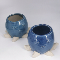 Vente en gros Céramique émaillée Conception de pieuvre de dessin animé mignon Jardinières de pots de fleurs succulentes durables pour intérieur/extérieur Jardinage de fleurs