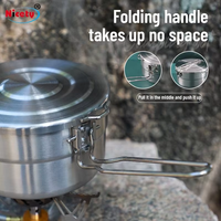 Ensemble de cuisine de camping en acier inoxydable, comprenant une marmite, une boîte à lunch ronde et un bol, portable pour l'extérieur