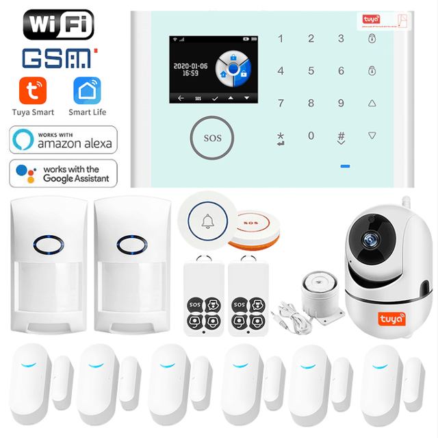 Perimeter Laser Beam Home Security Video Camera GSM/WiFi Alarm Built-in Backup Battery LCD Display 107 Sensors Cloud Online