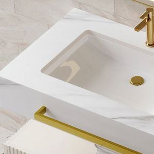 Vanité de salle de bain moderne hôtel design personnalisé en bois massif avec moulage de panneau de porte - Product Image 2