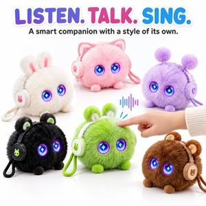 Porte-clés en peluche parlant IA portable, boule de fourrure interactive intelligente, breloque de sac à dos, jouet fantaisie, article de rayonnage pour supermarché - Product Image 2