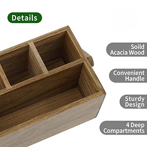 Porte-ustensiles en bois d'acacia avec poignée, organisateur multi-positions pour cuisine, bureau, <span class=keywords><strong>salle</strong></span> <span class=keywords><strong>de</strong></span> <span class=keywords><strong>bain</strong></span>, chambre à coucher - Product Image 4