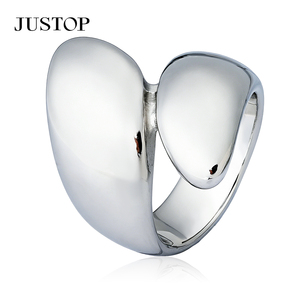Bague de cocktail ovale JUSTOP pour femme, en alliage plaqué rhodium avec zircon cubique rouge, bijou glamour pour soirée, cadeau - Product Image 2