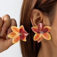 Bijoux européens et américains, boucles d'oreilles uniques et tendance, papillon tridimensionnel, orchidée, pierre naturelle, autres matériaux
