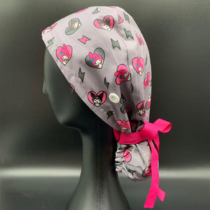 Chapeau d'infirmière <span class=keywords><strong>de</strong></span> dessin animé avec boutons, réglable, bouffant, pour scrubs, porte-queue <span class=keywords><strong>de</strong></span> cheval, turban bouffant, chapeau d'infirmière - Product Image 6