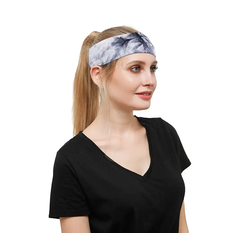 Tie Dye Absorbent Sport Headwraps Sweatband Plain Yoga Running Fitness Workout Sports Headbands For Women Men