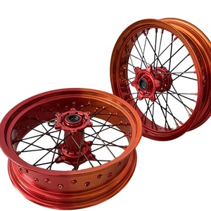 Ensemble de roues <span class=keywords><strong>Supermotard</strong></span> de 17 pouces, roues en alliage d'aluminium rouge et orange, 17x3.5 17x5.0 pour moto, <span class=keywords><strong>dirt</strong></span> bike, remplacement - Product Image 5