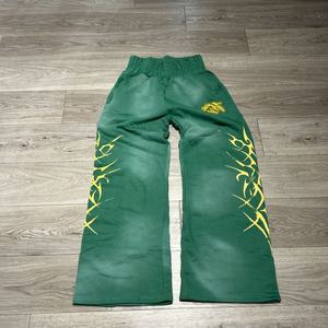 กางเกงวอร์มผู้ชายสไตล์วินเทจ ล้างสีแบบแอซิด แต่งคริสตัล ทรงขาบาน พิมพ์ลายสกรีน เอวยางยืด จีบด้านหน้า กันน้ำ ระบายอากาศได้ดี - Product Image 3