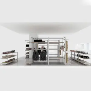 One-Stop Service Boutique Retail Store Shop Metal Shelf Hanging Garment Cloth Clothes Stand Clothing Display Rack