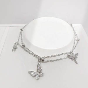 Pulsera de latón con diseño de mariposa, multicapa, con circonitas, estilo delicado, para verano, ideal como regalo de amistad, precio de fábrica, para chicas. - Product Image 1