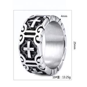 Classique rétro chrétien jésus croix anneau en acier inoxydable croyants chrétiens Punk <span class=keywords><strong>Rock</strong></span> hommes anneaux ronds bijoux - Product Image 3