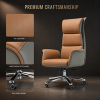 Chaise de bureau exécutive ergonomique en cuir PU bicolore de qualité supérieure, mousse haute densité, base électroplaquée, vente en gros