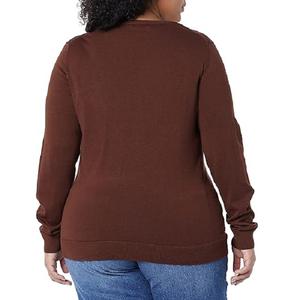 Suéter de punto de corte ajustado con cuello en V personalizable de fábrica de Bangladesh para mujer, estilo informal de Color sólido a bajo precio - Product Image 5