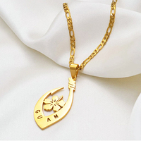 Guam Collier Collares De Joyeria De Moda Guam Charms Fleur D'hibiscus Collier En Acier Inoxydable Chaîne Figaro