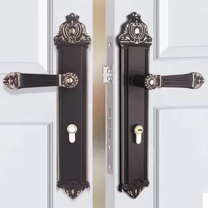 Cerradura de puerta doble antigua, con diseño de mango falso para puerta de madera