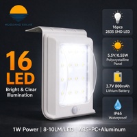 Applique murale solaire 1W avec capteur sonore et de luminosité, portée de détection 3-5m, 16 LED, étanche IP65, en aluminium, pour porte et jardin