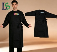 Robe de salon personnalisée avec logo, style court, couleur bordeaux, type kimono, pour coiffeur, esthéticienne, SPA, hôtel, barbier, vêtements pour invités