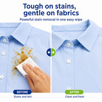 Lingettes détachantes pour vêtements, nettoyage puissant, lingettes humides effaceuses pour le linge, nettoyage instantané pour le café, l'huile et la graisse