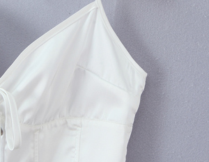 Top Estivo da Donna <span class=keywords><strong>con</strong></span> Allacciatura Posteriore, Scollatura a Cuore, in Seta, Casual e alla Moda - Product Image 4