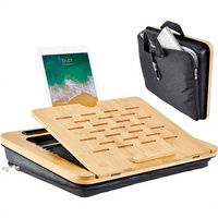 Nouveau support portable pour ordinateur portable en bambou durable avec coussin réglable en angle et étui de protection
