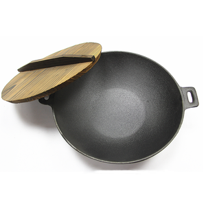 <span class=keywords><strong>Wok</strong></span> de Hierro Fundido Precurado de 24 cm <span class=keywords><strong>para</strong></span> Cocina China con Tapa - Product Image 1