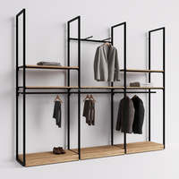 Mobilier de magasin de vêtements pour hommes personnalisé présentoir modulaire en métal pour vêtements, costumes, chemises, système d'étagères réglables