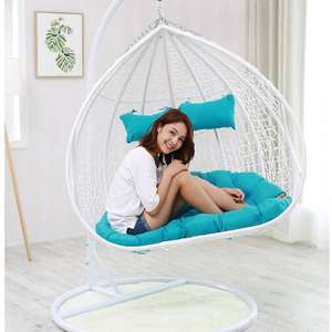 Chaise suspendue en métal <span class=keywords><strong>pour</strong></span> jardin moderne <span class=keywords><strong>Hamac</strong></span> à double siège en rotin et osier avec coussin <span class=keywords><strong>pour</strong></span> le patio de l'hôtel et le parc. - Product Image 6