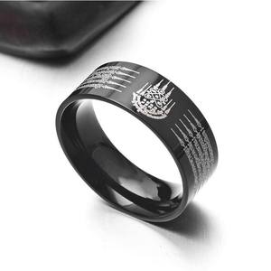 Retro Thai Five Mantra Titanium Steel <b>Ring</b> Unisex Fashion Jewelry Gift <b>Plain</b> Engraved Letter Pattern Design - Product Image 4