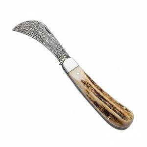 มีดพับ BK Stag Horn Damascus ปรับแต่งได้ ระดับ OEM สำหรับ DIY ใบมีดสแตนเลสคมกริบ ด้ามจับ G10 เหมาะสำหรับตั้งแคมป์และเดินป่า รุ่นที่ 1 - Product Image 1