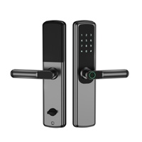 Kunci Pintu Sidik Jari WiFi Pintar Anti-Maling Satu Sentuhan, Paduan Aluminium untuk Pintu Kayu Rumah, Kantor, Sewa, Penyimpanan Data Cloud