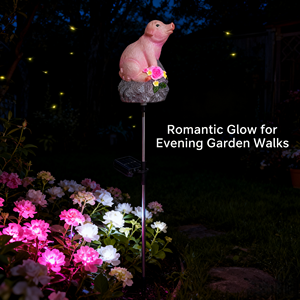 Lampu Taman Tenaga Surya LED dengan Sensor Suara, Dekorasi Jalan Taman, Lampu Taman Tenaga Surya Bentuk Babi Simulasi untuk Luar Ruangan - Product Image 3