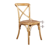 Chaise en rotin à dossier croisé en bois massif, empilable, pour mariage, événement, restaurant en plein air, lieu de réception, salle à manger