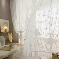 Colección de Cortinas Translúcidas con Jacquard en Relieve 3D Directo de Fábrica, Cortinas de Voile con Diseño Floral de Lujo para Niños, Filtrado de Luz