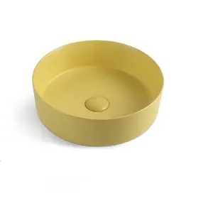 New Design Yellow Color Ceramic Bathroom Art Hand Wash Basin