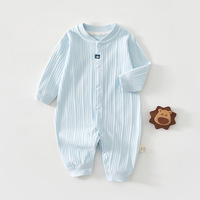 Combinaison bébé unisexe Kaka Bear en coton pur tricoté, imperméable, respirante, anti-plis, lavable, longueur cheville, fermeture à boutons-pression