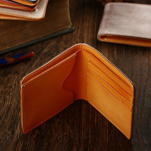 หนังวัวหนังผักฝังด้วยเล็บสีเงินหนังผักฝังขี้ผึ้งด้านเรียบง่ายกระเป๋าสตางค์สั้นผ้าความมั่งคั่ง - Product Image 3