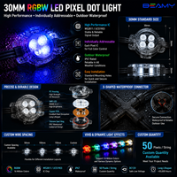 Luz LED RGB Direccionable de 30 mm, WS2811 UCS1903, IP67, Impermeable, Cadena de Luces para Exteriores, Decoración de Paisajes y Festivales