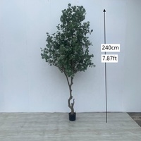 Arbre d'eucalyptus artificiel sur mesure, grand format, pour décoration intérieure, en plastique, style bonsaï, idéal pour les fêtes d'anniversaire, aspect faux Dollar d'argent